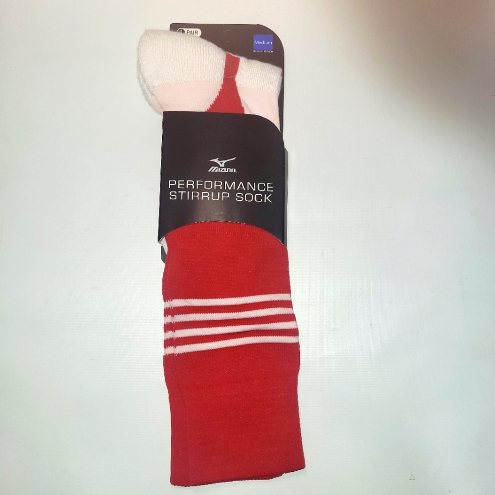 NWT Mazuno Performance Socks Red/White Medium